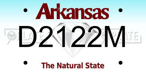 D2122M Arkansas License Plate