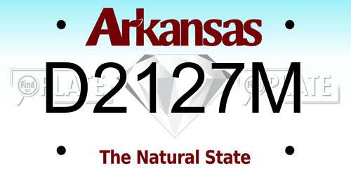 D2127M Arkansas License Plate