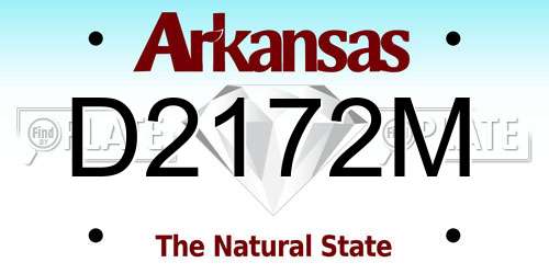 D2172M Arkansas License Plate