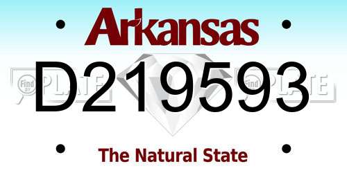 D219593 Arkansas License Plate