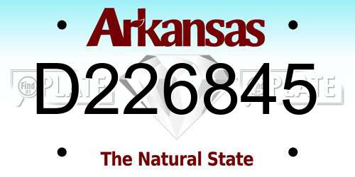 D226845 Arkansas License Plate