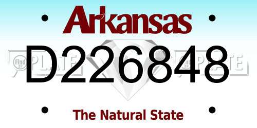 D226848 Arkansas License Plate
