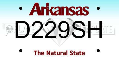 D229SH Arkansas License Plate