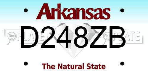 D248ZB Arkansas License Plate