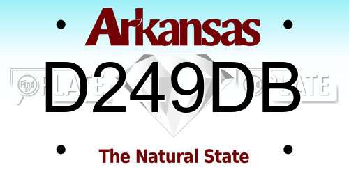 D249DB Arkansas License Plate