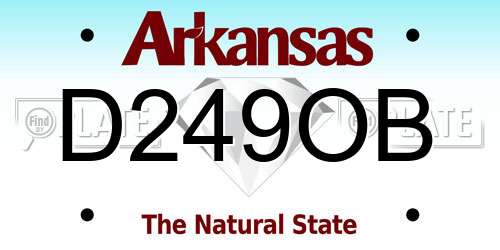 D249OB Arkansas License Plate
