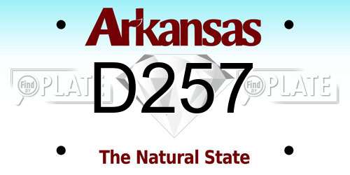 D257 Arkansas License Plate