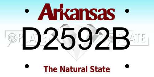 D2592B Arkansas License Plate