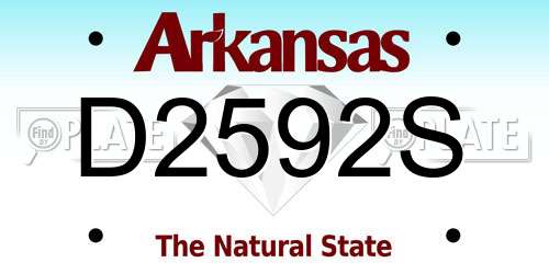 D2592S Arkansas License Plate