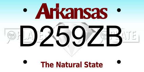 D259ZB Arkansas License Plate