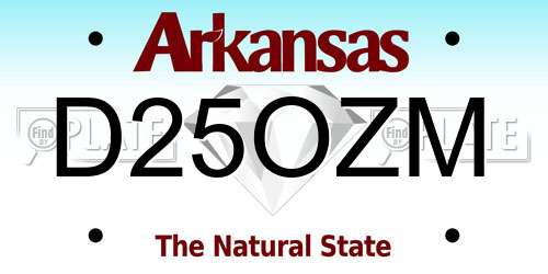 D25OZM Arkansas License Plate