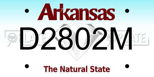 D2802M Arkansas License Plate