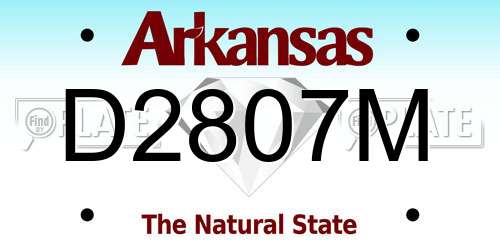D2807M Arkansas License Plate