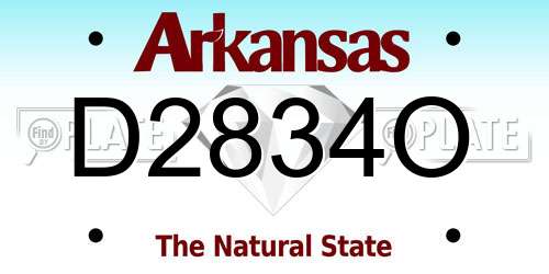 D2834O Arkansas License Plate