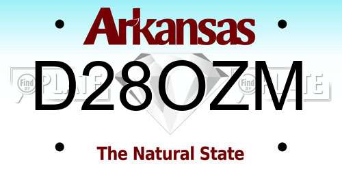 D28OZM Arkansas License Plate