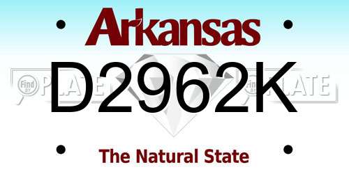 D2962K Arkansas License Plate