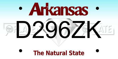 D296ZK Arkansas License Plate
