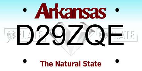D29ZQE Arkansas License Plate