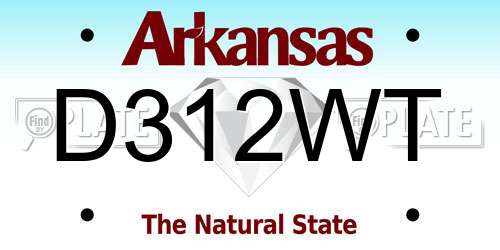 D312WT Arkansas License Plate