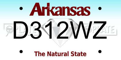 D312WZ Arkansas License Plate
