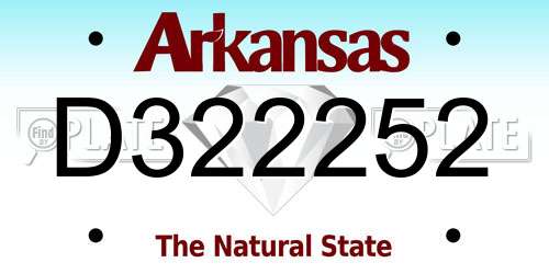 D322252 Arkansas License Plate