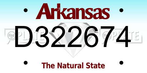 D322674 Arkansas License Plate