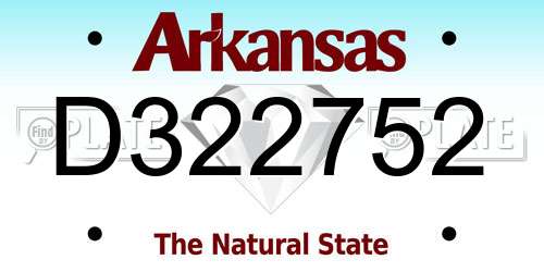 D322752 Arkansas License Plate