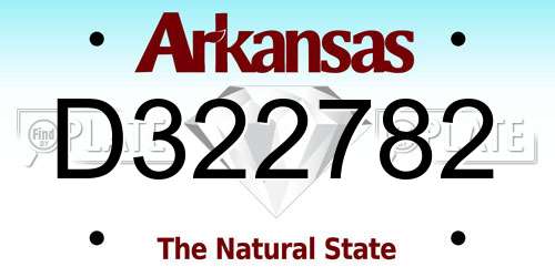 D322782 Arkansas License Plate
