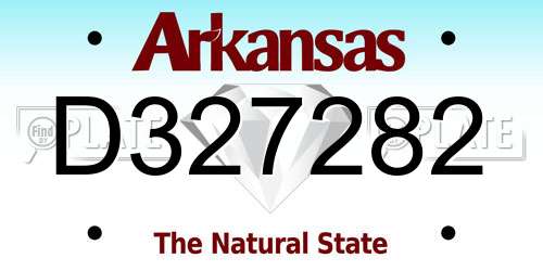 D327282 Arkansas License Plate
