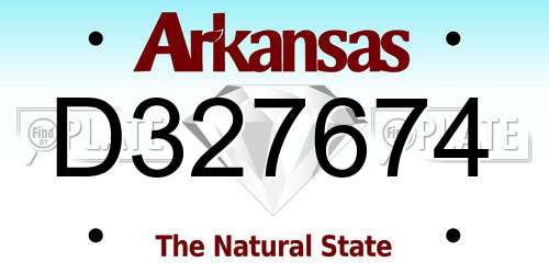D327674 Arkansas License Plate