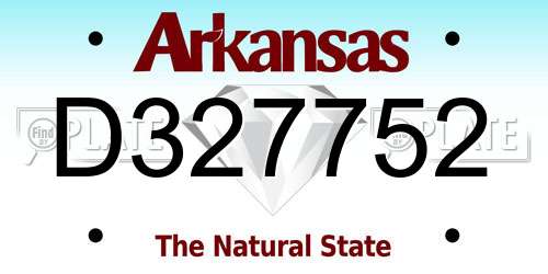 D327752 Arkansas License Plate