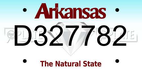 D327782 Arkansas License Plate