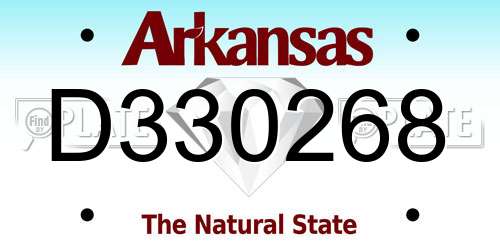 D330268 Arkansas License Plate