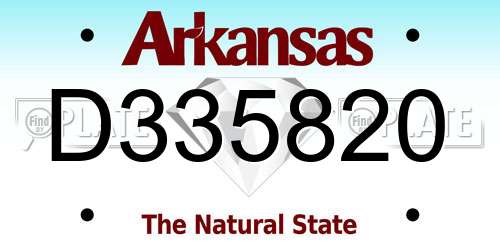 D335820 Arkansas License Plate