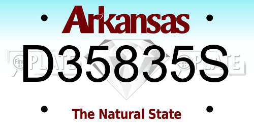 D35835S Arkansas License Plate