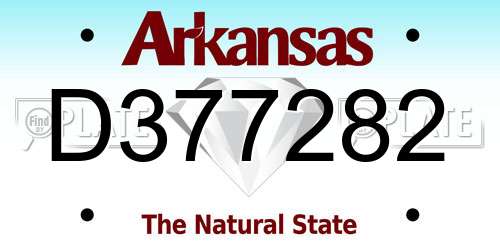 D377282 Arkansas License Plate