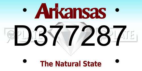 D377287 Arkansas License Plate