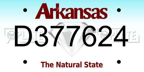 D377624 Arkansas License Plate