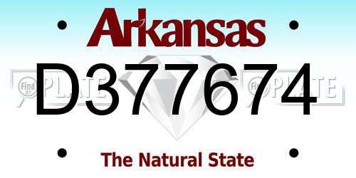 D377674 Arkansas License Plate