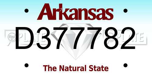 D377782 Arkansas License Plate