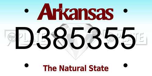 D385355 Arkansas License Plate