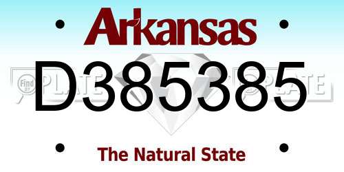 D385385 Arkansas License Plate