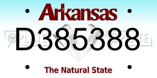 D385388 Arkansas License Plate