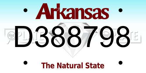 D388798 Arkansas License Plate