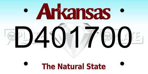 D401700 Arkansas License Plate