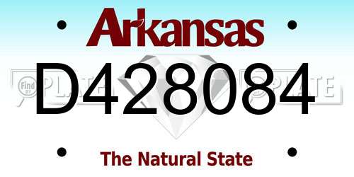 D428084 Arkansas License Plate