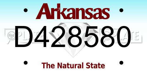 D428580 Arkansas License Plate