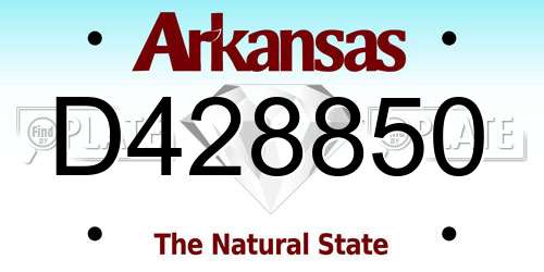 D428850 Arkansas License Plate