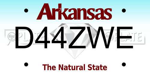 D44ZWE Arkansas License Plate