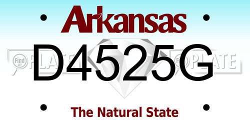 D4525G Arkansas License Plate